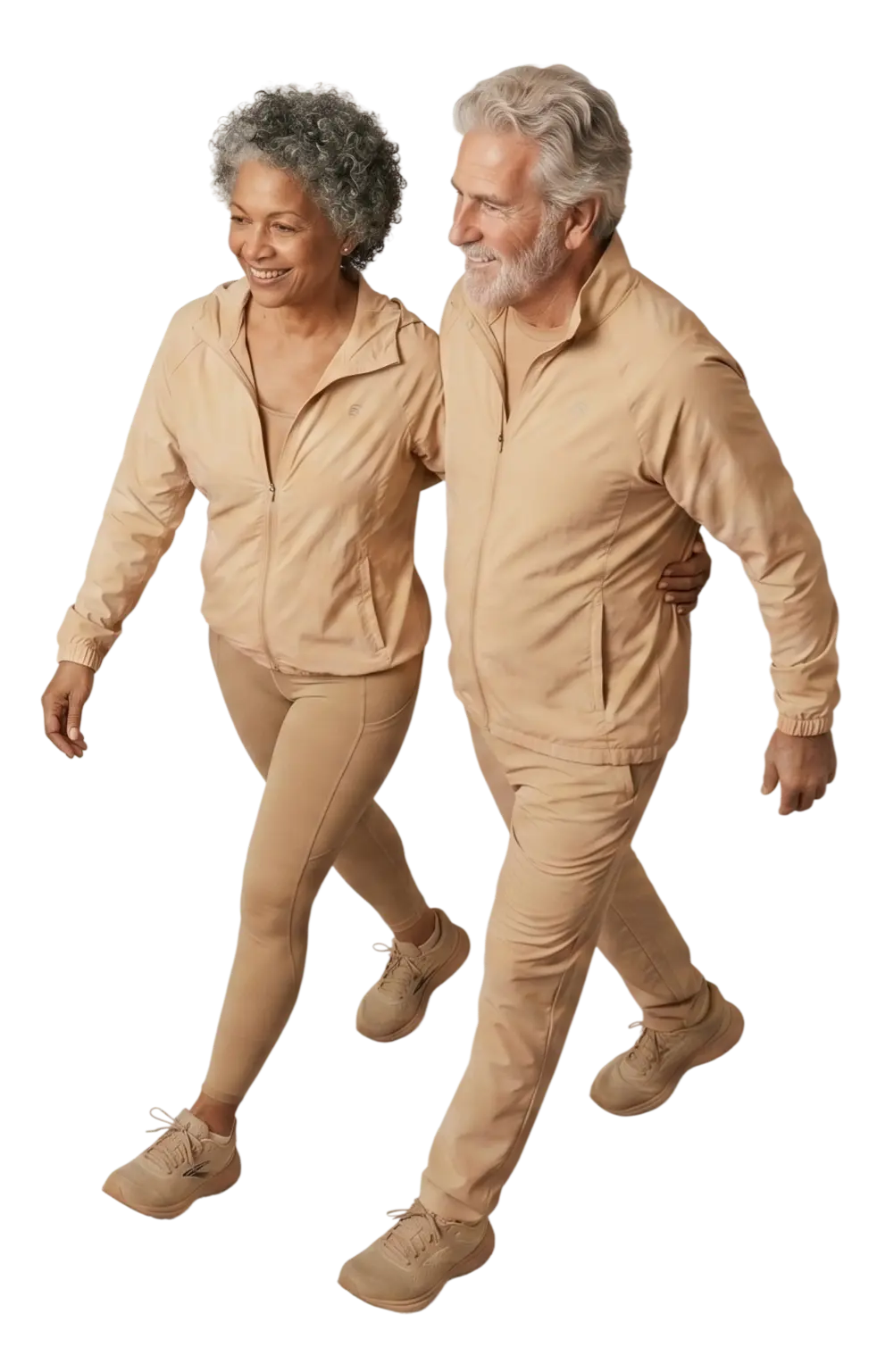 Two people walking together at an easy, conversational pace
